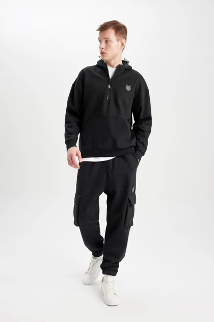 سویشرت چاپی کلاهدار با سایز بزرگ Fit Fit Fit B8124ax23cw B8124AX23CW