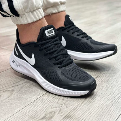 کتانی مردانه زنانه مدل نایک ایر زوم گاید nike air zoom guide رانینگ رنگ مشکی سفید