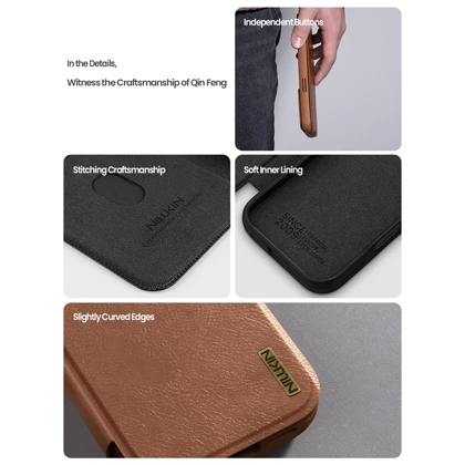 قاب چرمی کلاسوری آیفون 17 پرو نیلکین Nillkin Qin Pro Leather