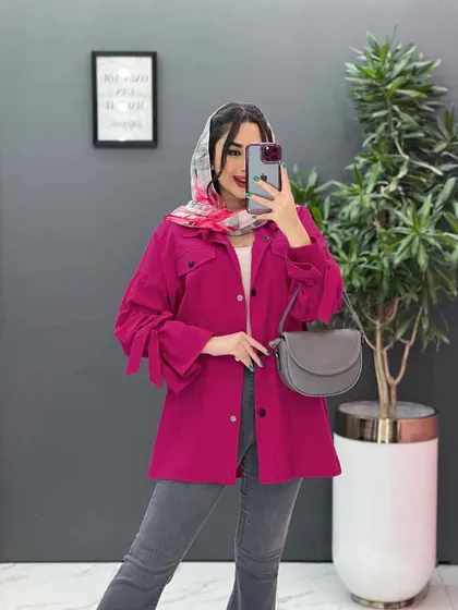 مانتو لینن آستین بند دار