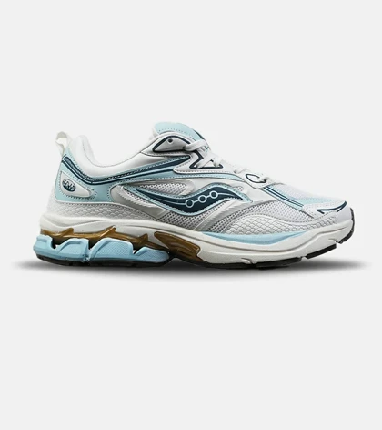 کفش کتانی مردانه و زنانه سفید آبی Saucony pro grid omni 8 مدل 8799