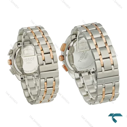 ساعت ست تیسوت دورنگ رزگلد سه موتوره کورنوگراف Tissot-8267-S