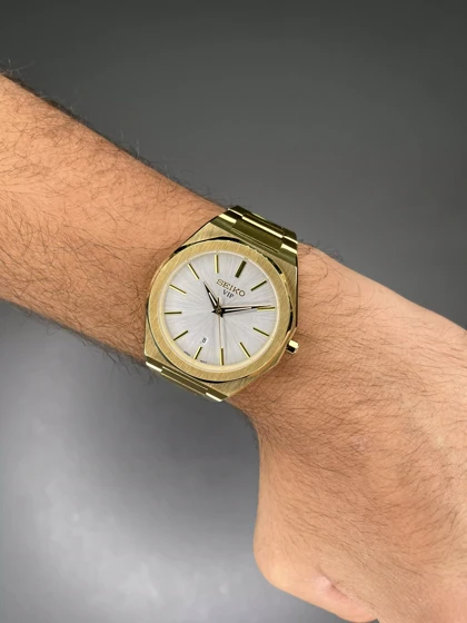 ساعت مچی سیکو بند طلایی صفحه سفید Seiko VIP