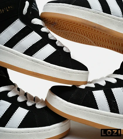 کفش کتانی نیم ساق مردانه و زنانه مشکی سفید ADIDAS Campus