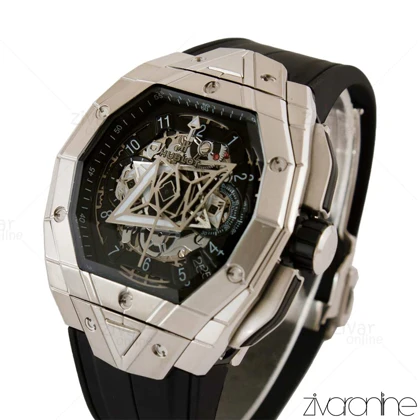 ساعت هابلوت مردانه کهکشانی چند ضلعی سیلور مشکی 105366