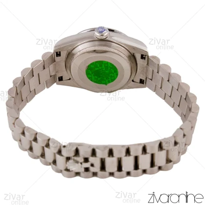 ساعت رولکس دیت جاست زنانه نقره ای صفحه سفید دور نگین مدیوم 105699