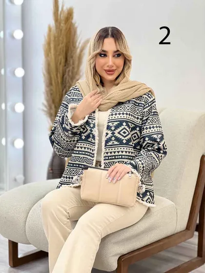 مانتو طرح دار آستین ریش