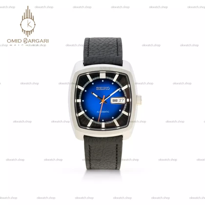 ساعت مچی سیکو دو تقویم بند چرمی صفحه آبی Seiko