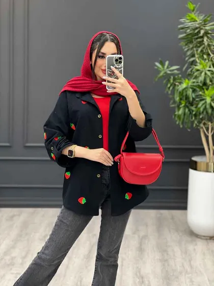 مانتو طرح توت فرنگی