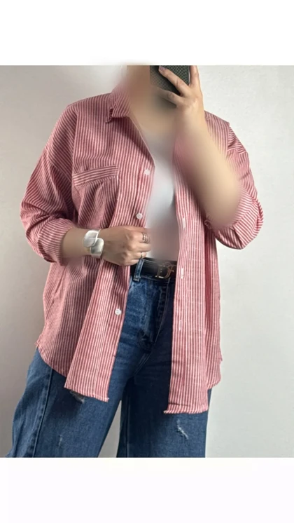 شومیز راه راه قرمز زنانه 90065