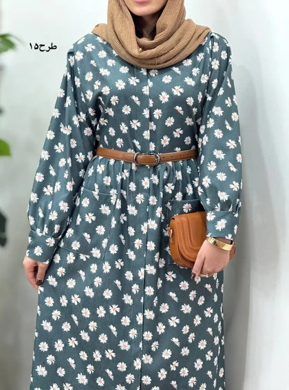 پیراهن مانتویی پاییزه طرحدار آیسو سانیا 1