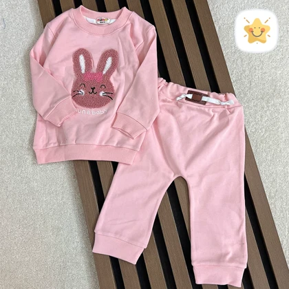 بلوز شلوار نوزادی دخترانه برند NONA خرگوش جنس پنبه مناسب 9 ماه تا 2 سال