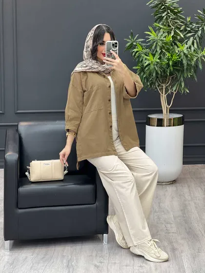 مانتو دو جیب بغل سه دکمه