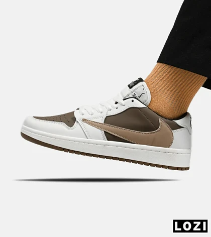 کفش کتانی مردانه سفید قهوه ای NIKE travis scott