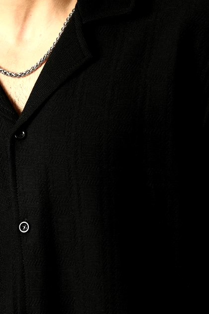 پیراهن یقه انگلیسی ژاکارد مردانه طرح مربع