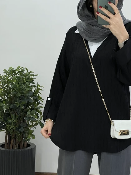 تونیک مانتویی یقه دار مرجان کد 2216