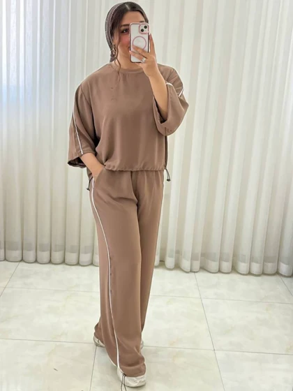ست زنانه و دخترانه اسپرت بیرونی با رنگبندی پاستیلی کد 638