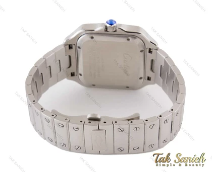 ساعت کارتیه سانتوس مردانه نقره ای صفحه سرمه ای Cartier-3961-G