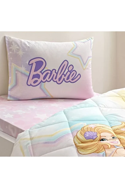 سرویس روتختی یک نفره Taç مدل Barbie Mermaid پلی‌استر - چندرنگ