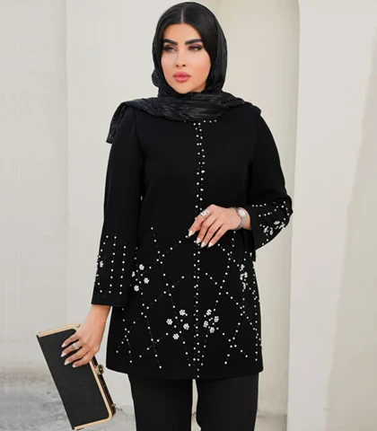 مانتو کرپ نگین‌دوزی کد 538