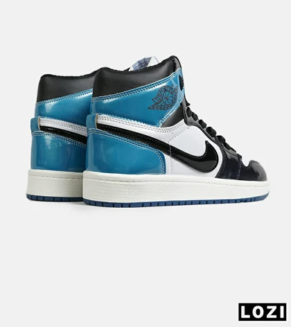 کفش کتانی ساق‌دار مردانه و زنانه مشکی سفید آبی NIKE jordan 1 مدل 7677