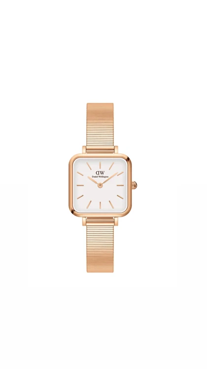 ساعت دنیل ولینگتون مربعی زنانه رزگلد صفحه سفید Daniel Wellington Rosegold