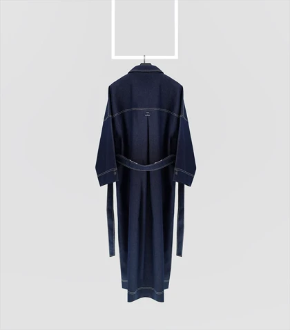 بارانی بلند جین Pinki 1302 تک‌رنگ