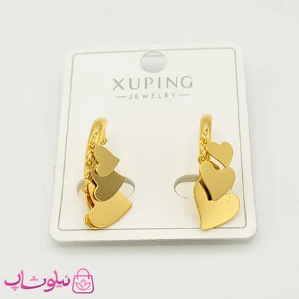 گوشواره حلقه‌ای آویزدار مدل قلب