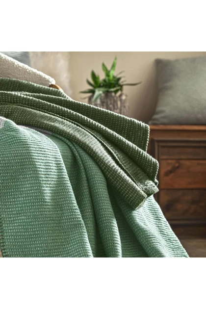 پتو یک نفره Taç Butik مدل Patagonya پنبه و اکریلیک - سبز