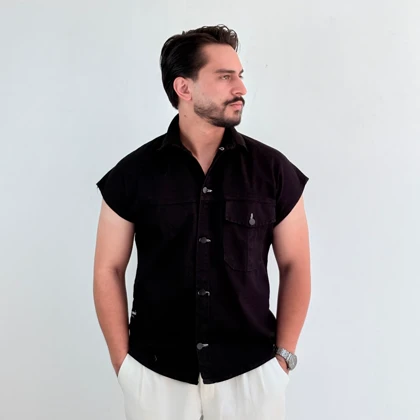 وست جین مشکی مدل جیب‌دار