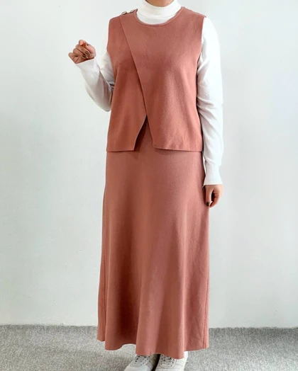 ست جلیقه و دامن بافت کد 4555