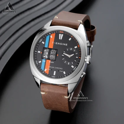 ساعت تی انجین بند چرمی T-Engine Drum Chrono 3954