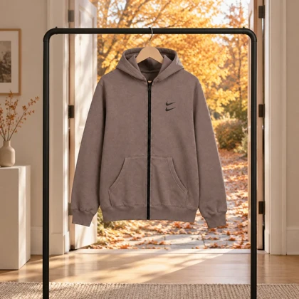 سویشرت دورس کلاهدار مردانه نایکی مدل Double Nike-خاکی