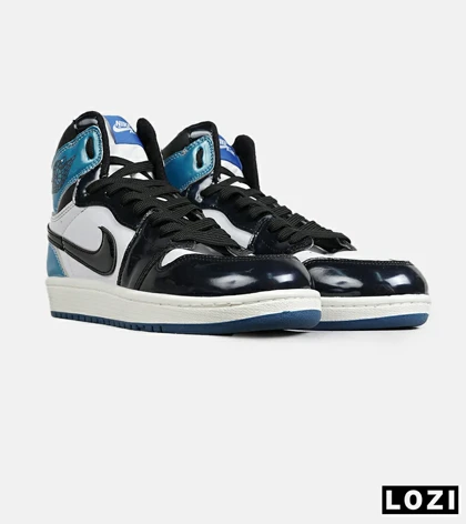 کفش کتانی ساق‌دار مردانه و زنانه مشکی سفید آبی NIKE jordan 1 مدل 7677