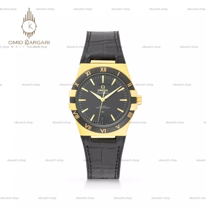 ساعت مچی امگا کانستلیشن بند مشکی قاب طلایی Omega Constellation