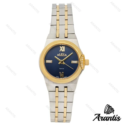 ساعت الکسا 2004z زنانه سیلور طلایی صفحه سورمه ای w-10142