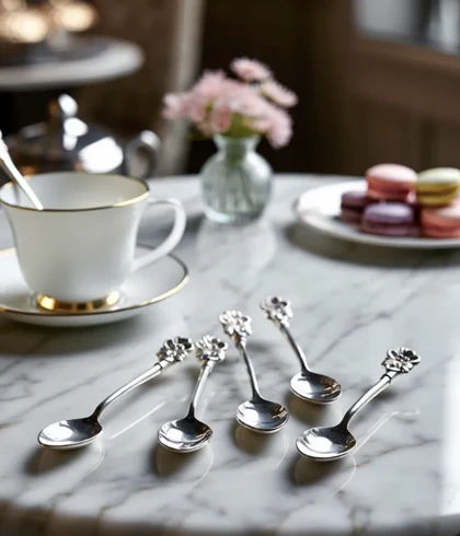 قاشق چای خوری سیلور طرح تاج نگین‌دار