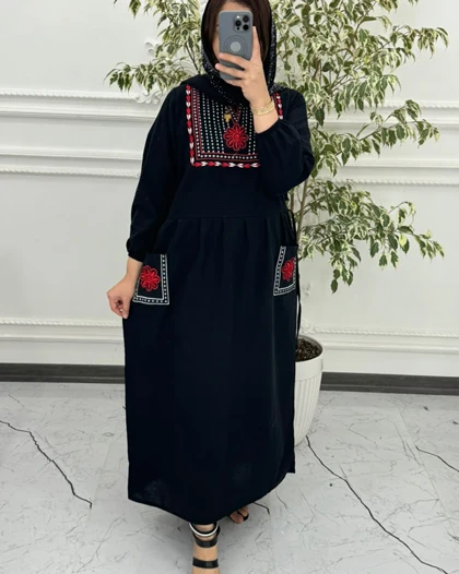 پیراهن لینن گلدوزی سنتی 6016