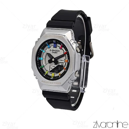 ساعت جی شاک GM-S2100 زنانه نقره ای مشکی ایندکس رنگین کمانی 106391