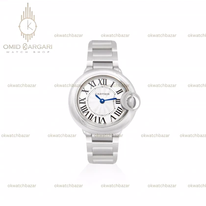 ساعت مچی کارتیه بلن بولو بند سیلور صفحه سفید Cartier Ballon Bleu