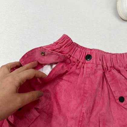 شلوار بگ دخترانه سرخابی کتان