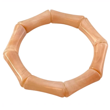 دستبند زنانه بنگل رزینی طرح بامبو صورتی پاستیلی مدل پستلرا