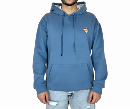 هودی آبی کلاهدار اورسایز مردانه مشکی MONO با لوگوی لوزی و چاپ پشت