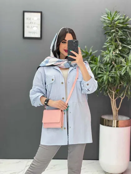 مانتو لینن دو جیب سرآستین پیله