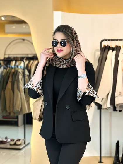 کت فوتر آستین پلنگی مشکی 120208