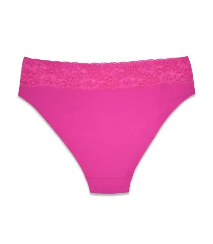 شورت زنانه اسلیپ نخی کمر دانتل بدون کش Neev نیو کد 411 سرخابی Rouge