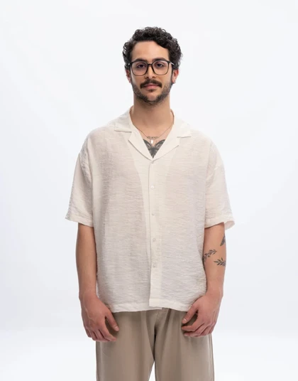 آستین کوتاه ژاکارد یقه انگلیسی