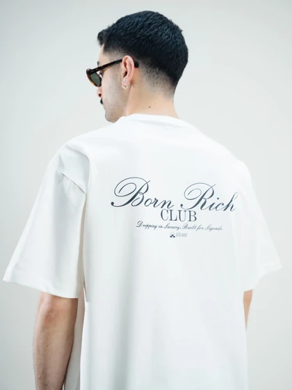 تیشرت مدل CLUB سفید برند بورن ریچ born rich