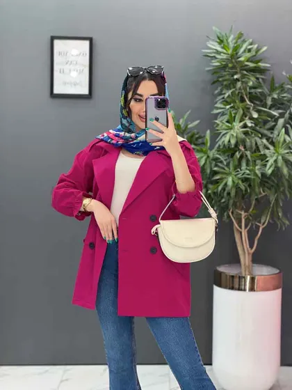مانتو کتی چهاردکمه آستین کش