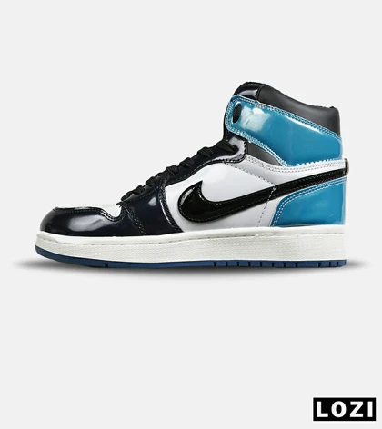 کفش کتانی ساق‌دار مردانه و زنانه مشکی سفید آبی NIKE jordan 1 مدل 7677